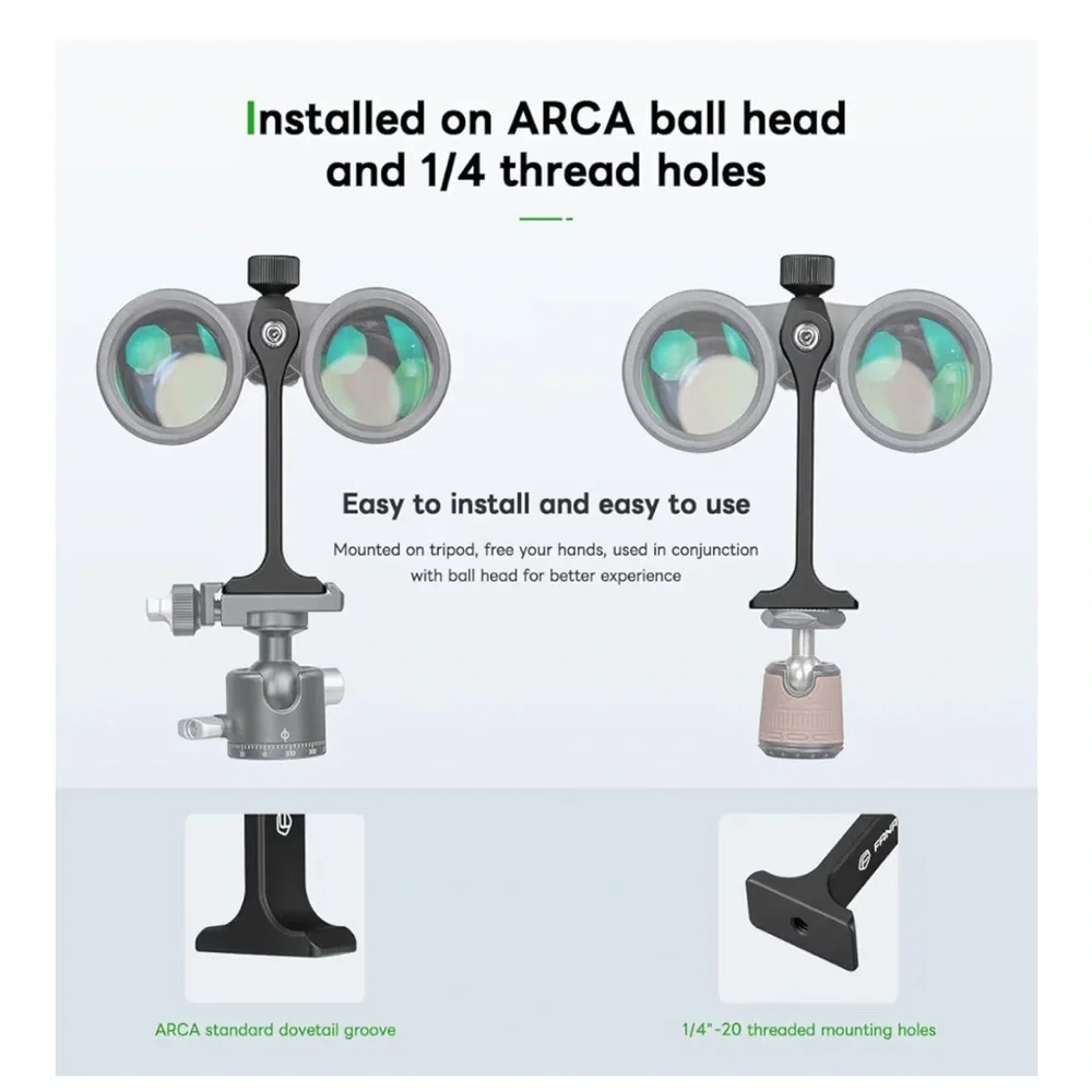 ❌S2 Black Binocular Tripod Adapter Mount with 1/4-20” Thread NWT